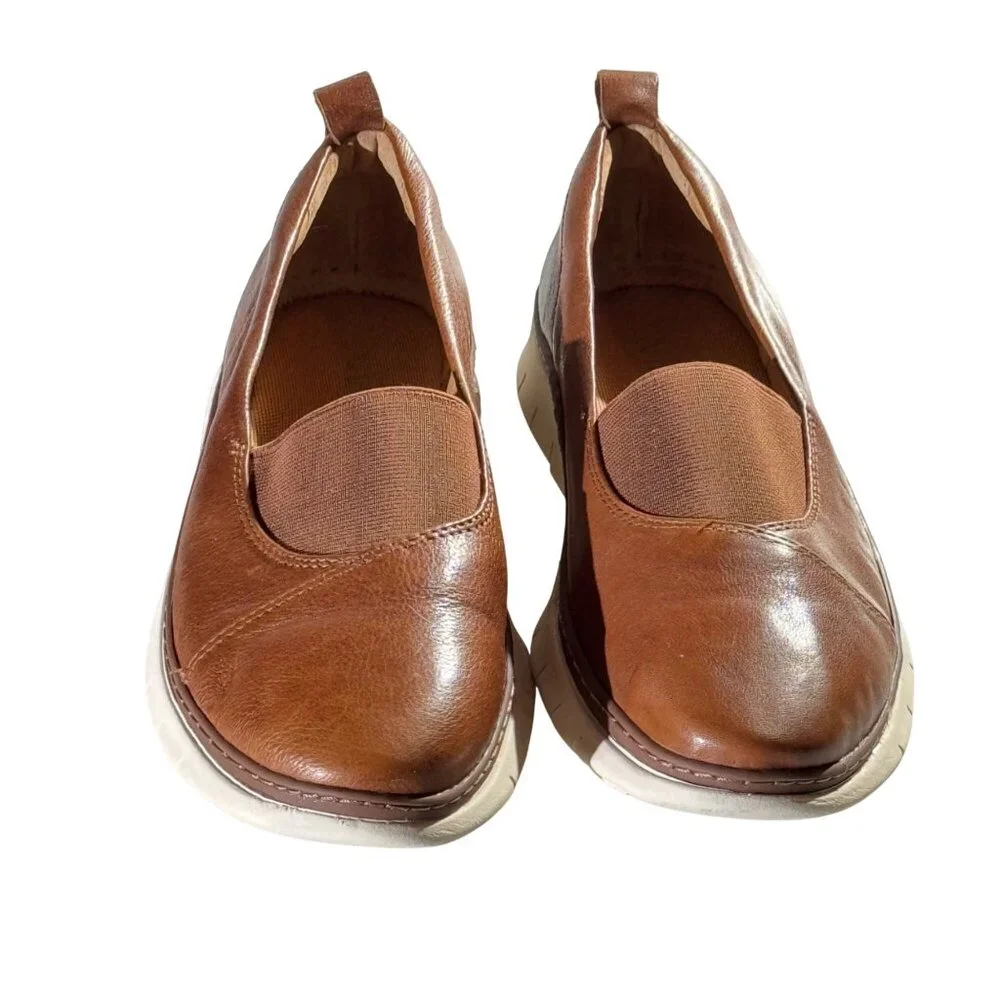 Vionic Fresh Liden Womens Casual Slip-On Shoes Size 7 Brown Leather With White R - Picture 2 of 11